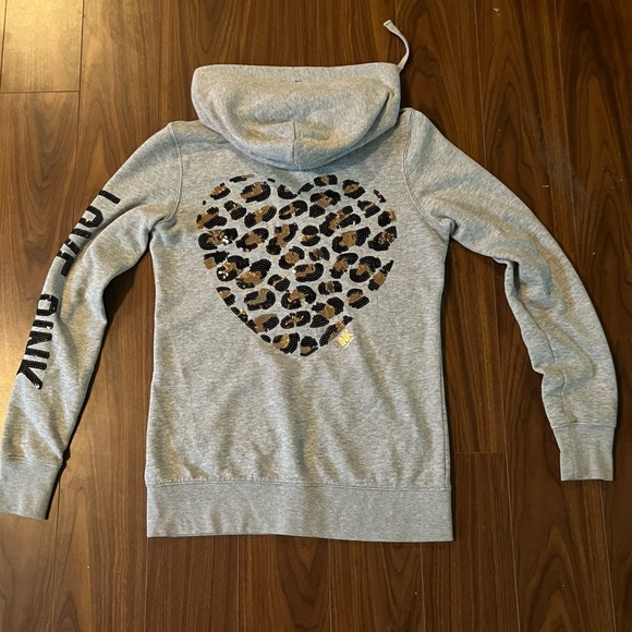 Love pink heart cheetah print zip up size small - Picture 2 of 2